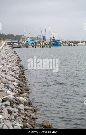 Commerial shrimp and fishing boats docked in the harbor at Pass Christian, Mississippi Stock Photo