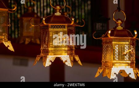 Lanterns of Kasuga Taisha shrine in Nara, Japan Stock Photo