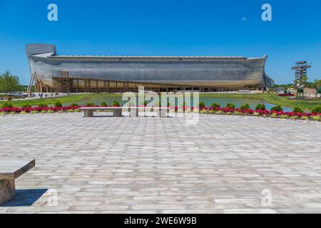 Life-size replica of Noah's Ark at the Ark Encounter historically themed attraction near Williamstown, Kentucky Stock Photo