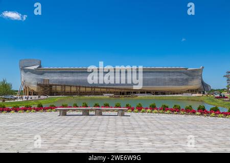 Life-size replica of Noah's Ark at the Ark Encounter historically themed attraction near Williamstown, Kentucky Stock Photo