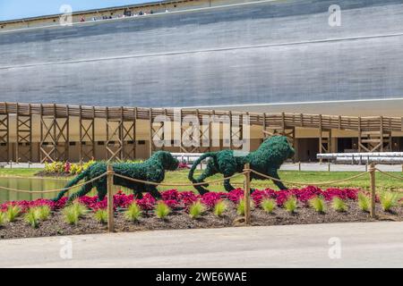 Life-size replica of Noah's Ark at the Ark Encounter historically themed attraction near Williamstown, Kentucky Stock Photo