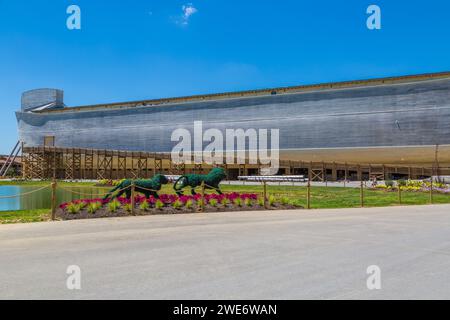 Life-size replica of Noah's Ark at the Ark Encounter historically themed attraction near Williamstown, Kentucky Stock Photo