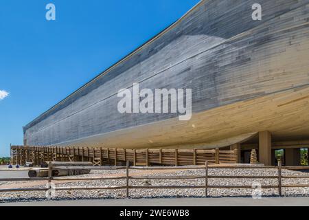 Life-size replica of Noah's Ark at the Ark Encounter historically themed attraction near Williamstown, Kentucky Stock Photo