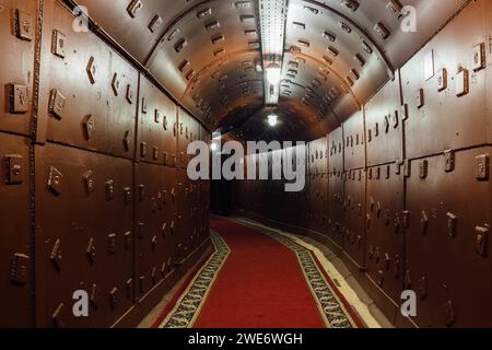 Tunnel at Bunker 42 under Moscow, anti-nuclear underground defense facility. Stock Photo