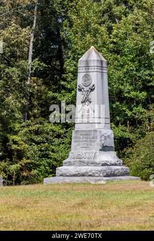 Army of the Ohio memorial marker for Indiana at Shiloh Military Park in Tennessee Stock Photo