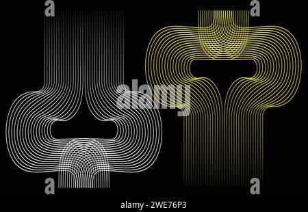 Abstract retro pattern curves parallel lines striped vector. Stock Vector