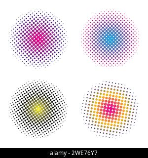 Black circle halftone spots vector illustration. Stock Vector