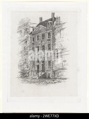 Rembrandthuis, version B, Jan Weissenbruch, After Jozef Israëls, 1837 - 1880 print The Rembrandthuis in Amsterdam. Amsterdam (possibly) paper. etching urban housing Museum Het Rembrandthuis Stock Photo