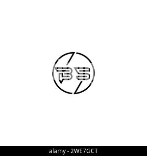 BS simple outline concept logo and circle of initial design black and white background Stock Vector