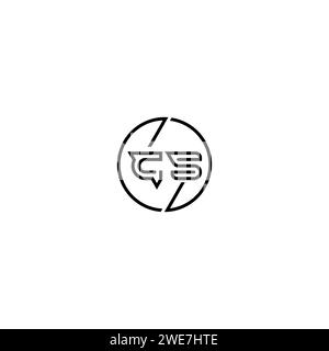 CS simple outline concept logo and circle of initial design black and white background Stock Vector