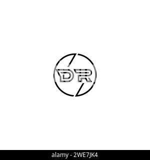 DR simple outline concept logo and circle of initial design black and white background Stock Vector