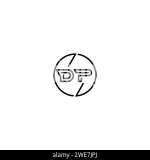 DP simple outline concept logo and circle of initial design black and white background Stock Vector