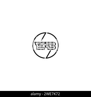EB simple outline concept logo and circle of initial design black and white background Stock Vector