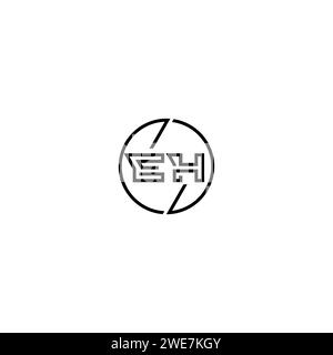 EH simple outline concept logo and circle of initial design black and white background Stock Vector