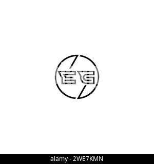 EG simple outline concept logo and circle of initial design black and white background Stock Vector