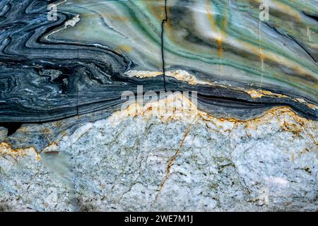 Mineral stone with various stone artifacts from the crystallization of volcanic rock create unique in the natural world Stock Photo