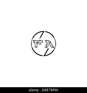 FA simple outline concept logo and circle of initial design black and white background Stock Vector