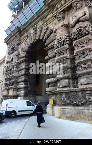 Porta Nuova is an ancient city gate in Palermo, Sicily, Italy. Stock Photo