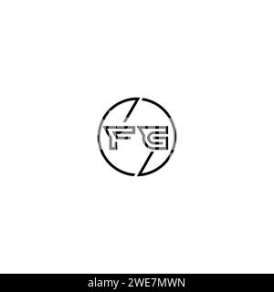 FG simple outline concept logo and circle of initial design black and white background Stock Vector