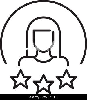 User star rating. Woman with long hair. Pixel perfect icon Stock Vector
