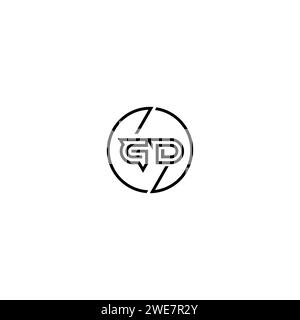 GD simple outline concept logo and circle of initial design black and white background Stock Vector