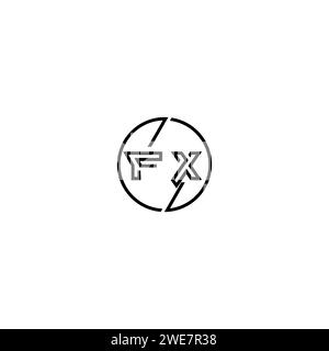 White Outline FX F X Letter Logo with Cut and Intersected Design. Round ...