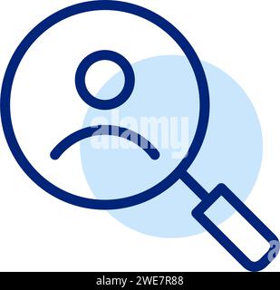 Searching users online. Magnifying glass and person symbol. Pixel perfect icon Stock Vector