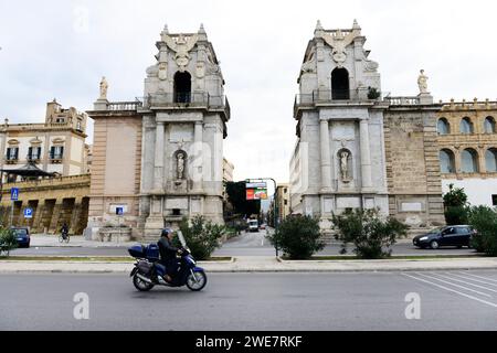 Porta Felice is a monumental gate in the city of Palermo, Sicily, Italy. Stock Photo