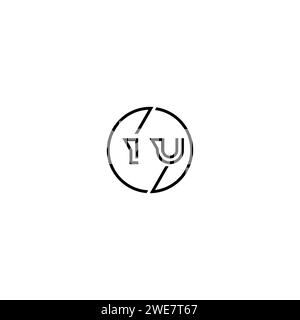 IU simple outline concept logo and circle of initial design black and white background Stock Vector