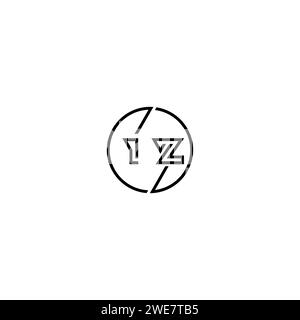 IZ simple outline concept logo and circle of initial design black and white background Stock Vector