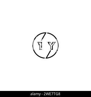 IY simple outline concept logo and circle of initial design black and white background Stock Vector