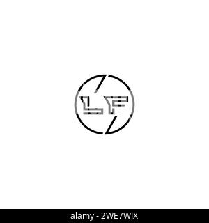 LF simple outline concept logo and circle of initial design black and white background Stock Vector