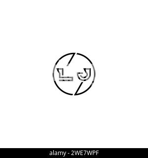 LJ simple outline concept logo and circle of initial design black and white background Stock Vector