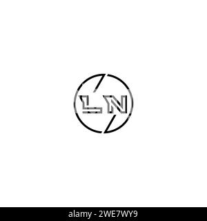 LN simple outline concept logo and circle of initial design black and white background Stock Vector