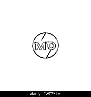 MO simple outline concept logo and circle of initial design black and white background Stock Vector