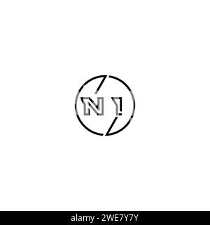 NI simple outline concept logo and circle of initial design black and white background Stock Vector