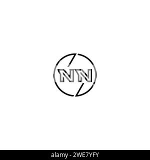 NN simple outline concept logo and circle of initial design black and white background Stock Vector
