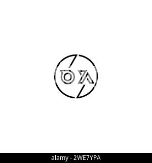 OA simple outline concept logo and circle of initial design black and white background Stock Vector