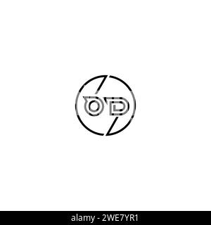 OD simple outline concept logo and circle of initial design black and white background Stock Vector