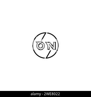 ON simple outline concept logo and circle of initial design black and white background Stock Vector