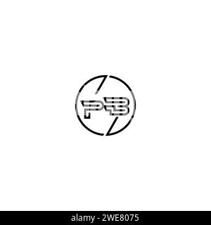 PB simple outline concept logo and circle of initial design black and white background Stock Vector