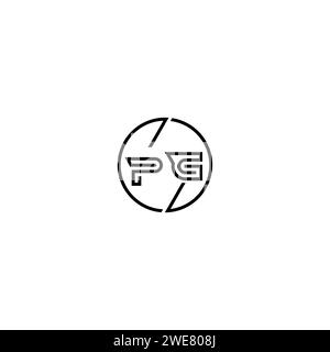 PG simple outline concept logo and circle of initial design black and white background Stock Vector