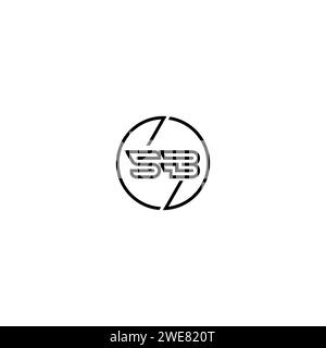 SB simple outline concept logo and circle of initial design black and white background Stock Vector