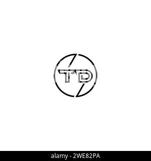 TD simple outline concept logo and circle of initial design black and white background Stock Vector