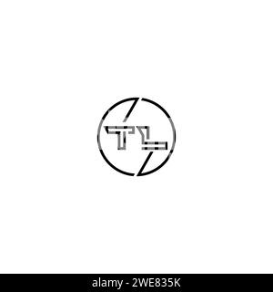 TL simple outline concept logo and circle of initial design black and white background Stock Vector