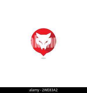 Tiger Pin Logo With Red Color. Fox Icon Logo Stock Vector