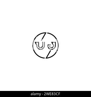 UJ simple outline concept logo and circle of initial design black and white background Stock Vector