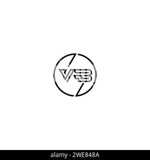 VB simple outline concept logo and circle of initial design black and white background Stock Vector