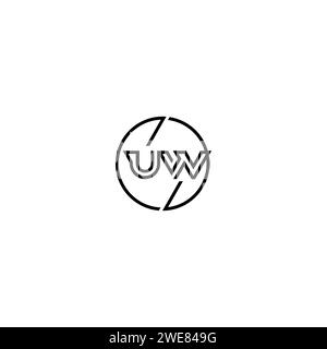 UW simple outline concept logo and circle of initial design black and white background Stock Vector