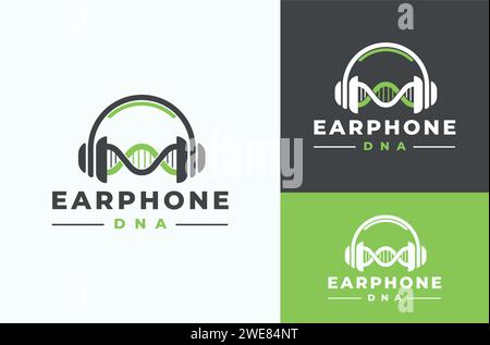 DNA Earphone Design Symbol Template for your company, Modern design template element vector Stock Vector